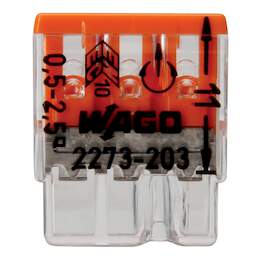 1252364 - Steck-/Dosenklemme WAGO 3polig orange/trans. Inh. 10 Stück