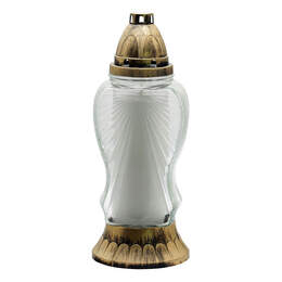 1320053 - Glas-Grablampe Engel weiß DM 11,5cm H 29cm m. Einsatz