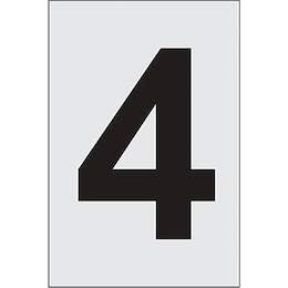 1201831 - Ziffernschild "4" selbstkl. 60x40mm,Edelst.Optik,1Stk.