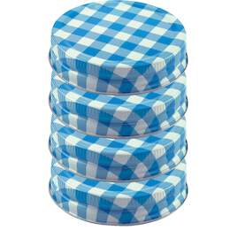 1245053 - Schraubdeckel 70mm 4er blau/w. karo zu Einkochglas 197+355ml