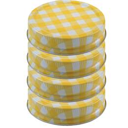 1245054 - Schraubdeckel 70mm 4er gelb/w. karo zu Einkochglas 197+355ml