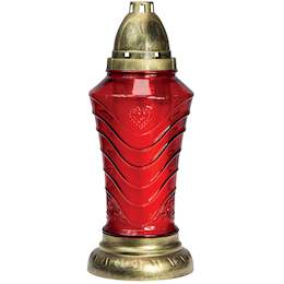 1257858 - Glas-Grablampe rot DM 11,5cm H 29cm m. Einsatz